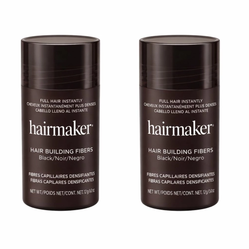 Twin Pack (Black) Rambut Building Fibers with Keratin, 12g + 12g